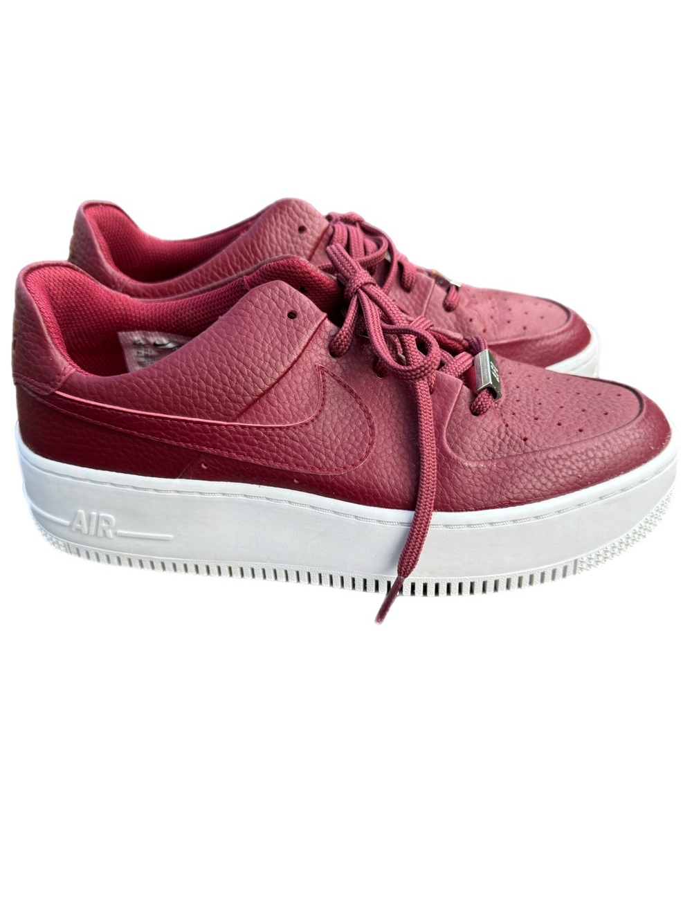 Nike Air Force 1 Sage Low Team Red Noble Red Women Platform Sneaker Size 8.5